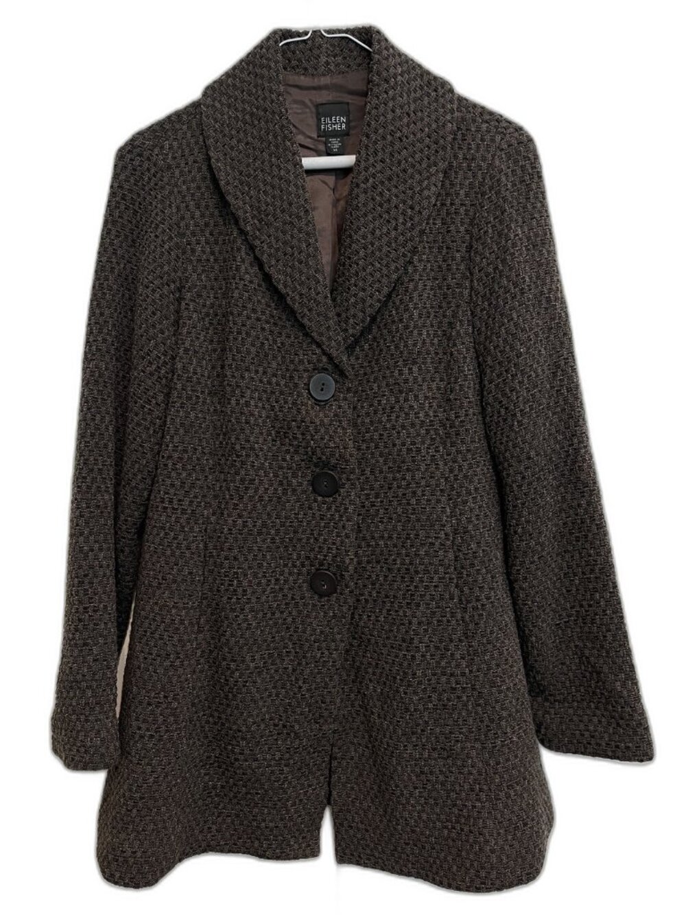 Eileen Fisher Textured Knit Blazer — Brown — Size XS